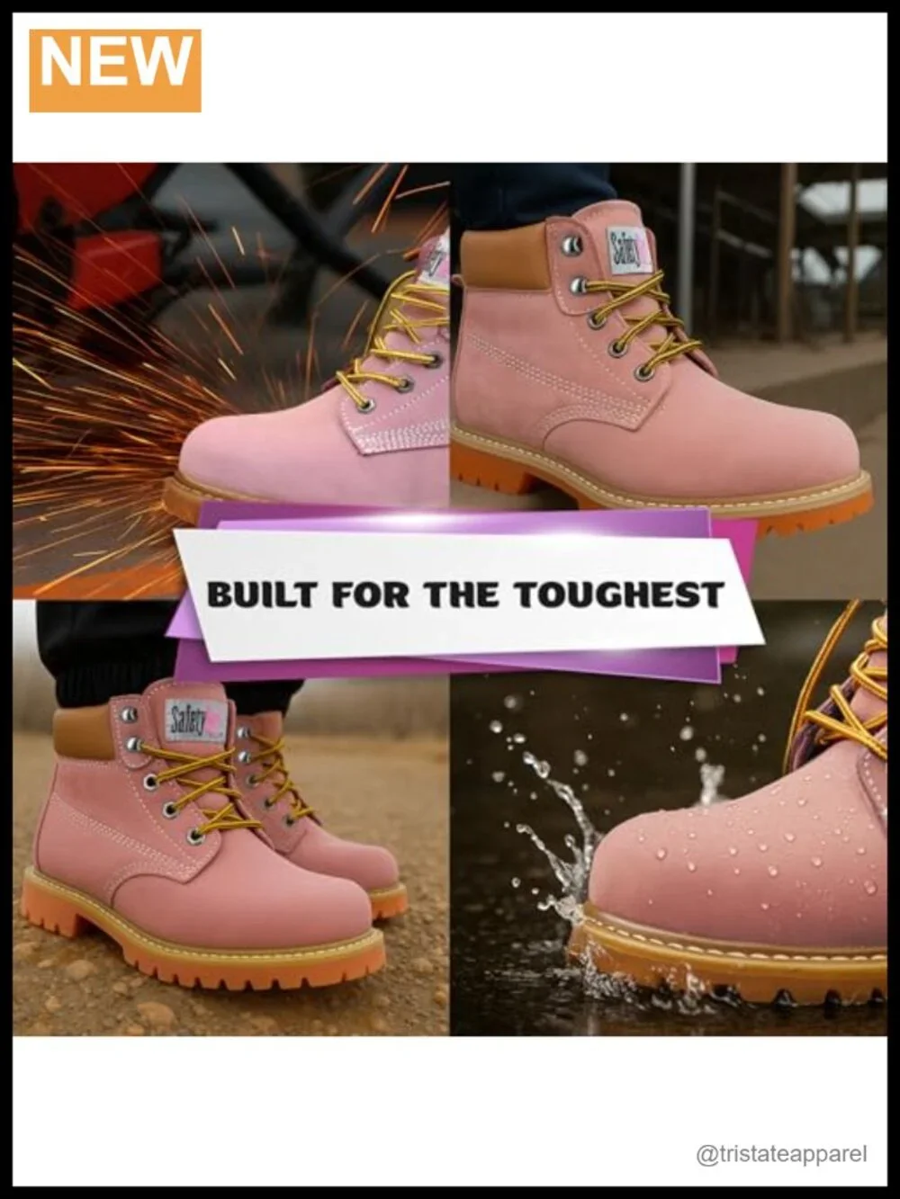 Waterproof Soft Toe Ankle Work Boots with Lace-Up